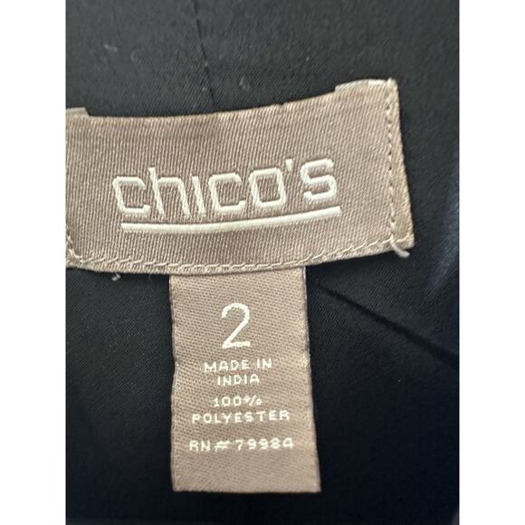 Chicos Size 2 US 12 Open Jacket Lightweight Pleated Geometric Tribal Blazer - Picture 5 of 7